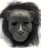 Siyah Renk Eva Goril Maskesi - Siyah Peluşlu Tüylü Orangutan Maskesi - 1