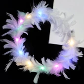 Led Işıklı RGB 3 Fonksiyonlu Otrişli Parti Tacı Beyaz Renk thumbnail 2