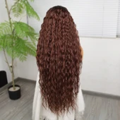 Kahve Karamel Ombreli Fiber Sentetik Tül Peruk thumbnail 5