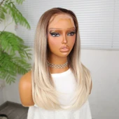 Kumral Beyaz Platin Ombreli Tül Peruk thumbnail 3