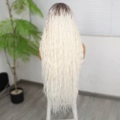 Rus Kumralı Beyaz Platin Ombreli Fiber Sentetik Tül Peruk thumbnail 5