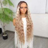 Kumral Balköpüğü Ombreli ve Röfleli Fiber Sentetik Tül Peruk thumbnail 3