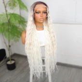 Rus Kumralı Beyaz Platin Ombreli Fiber Sentetik Tül Peruk thumbnail 3