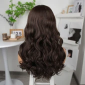 Kahverengi Orta Boy Hafif Dalgalı Tül Peruk thumbnail 4