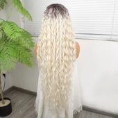 Açık Kumral Platin Ombreli Fiber Sentetik Tül Peruk thumbnail 5