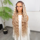 Kumral Balköpüğü Ombreli ve Röfleli Fiber Sentetik Tül Peruk thumbnail 4