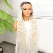 Açık Kumral Platin Ombreli Fiber Sentetik Tül Peruk thumbnail 3