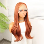 Bakır Fiber Sentetik Hafif Dalgalı Tül Peruk thumbnail 3