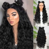 Siyah Fiber Sentetik Yoğun Dalgalı Tül Peruk thumbnail 1