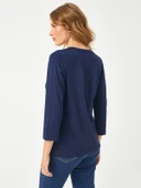 Faik Sönmez Oversize V Yaka 3/4 Kol Kadın Tişört - Rahat ve Şık thumbnail 11