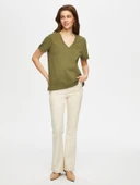 Faik Sönmez Oversize V Yaka Kısa Kol Kadın T-Shirt - Günlük Stil thumbnail 5