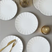 Keramika Beyaz Sirius Pasta Tabağı 22 Cm 6 Adet 004 - 1