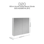Creavit D20 Aynalı Dolap Beyaz - 1