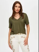 Faik Sönmez Oversize V Yaka Kadın T-Shirt - Rahat ve Şık thumbnail 1