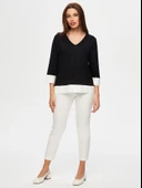 Faik Sönmez Minimalist V Yaka 3/4 Kol Kadın T-Shirt - Günlük & İş - 2