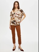 Faik Sönmez Oversize Minimalist Kadın T-Shirt - Kısa Kol Günlük - 2