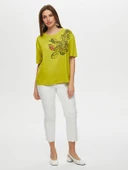 Faik Sönmez Kadın Çiçek Baskı Detaylı Yuvarlak Yaka Kısa Kol T-Shirt - 5