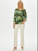 Faik Sönmez Kadın Çiçek Desenli 3/4 Kol Regular Fit T-Shirt - 3