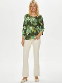 Faik Sönmez Kadın Çiçek Desenli 3/4 Kol Regular Fit T-Shirt - 6