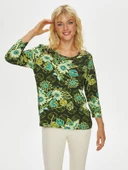 Faik Sönmez Kadın Çiçek Desenli 3/4 Kol Regular Fit T-Shirt - 5