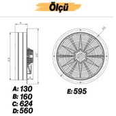 Havalandırma Aspiratörü Fanı 220 W Monofaze Kirli Hava Kötü Koku Tahliye Metal Fan Vantilatör 560 mm - 5