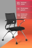 Ergolife Sit Air Toplantı Sandalyesi | Tekerlekli, Krom Ayaklı, Fileli, Siyah, Çalışma Koltuğu -572.5F.1.662 - 1