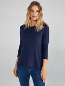 Faik Sönmez Minimalist Oversize Uzun Kol Kadın T-Shirt - Günlük Şıklık thumbnail 4