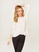 Faik Sönmez Minimalist Oversize Uzun Kol Kadın T-Shirt - Günlük Şıklık - 4