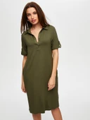 Faik Sönmez Polo Yaka Kısa Kollu Midi Elbise - Günlük Şıklık thumbnail 7