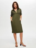 Faik Sönmez Polo Yaka Kısa Kollu Midi Elbise - Günlük Şıklık thumbnail 1