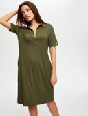 Faik Sönmez Polo Yaka Kısa Kollu Midi Elbise - Günlük Şıklık thumbnail 8