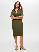 Faik Sönmez Polo Yaka Kısa Kollu Midi Elbise - Günlük Şıklık thumbnail 5