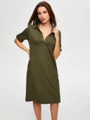 Faik Sönmez Polo Yaka Kısa Kollu Midi Elbise - Günlük Şıklık thumbnail 6