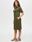 Faik Sönmez Polo Yaka Kısa Kollu Midi Elbise - Günlük Şıklık thumbnail 9