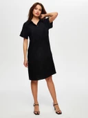 Faik Sönmez Minimalist Keten Midi Elbise - Günlük & Şık - 7