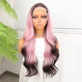 Siyah Pembe Ombre Fiber Sentetik Tül Peruk thumbnail 2