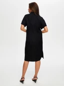 Faik Sönmez Minimalist Keten Midi Elbise - Günlük & Şık - 8