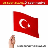 Sopalı Türk Bayrağı 20x30 cm Alpaka Kumaş (30+5) Adet - 1