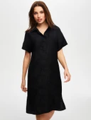 Faik Sönmez Minimalist Keten Midi Elbise - Günlük & Şık - 6