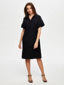 Faik Sönmez Minimalist Keten Midi Elbise - Günlük & Şık - 1