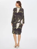 Faik Sönmez Minimalist V Yaka Uzun Kol Midi Elbise - 6