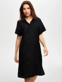 Faik Sönmez Minimalist Keten Midi Elbise - Günlük & Şık - 2