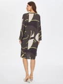 Faik Sönmez Minimalist V Yaka Uzun Kol Midi Elbise - 5