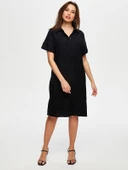 Faik Sönmez Minimalist Keten Midi Elbise - Günlük & Şık - 5