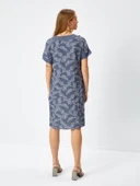 Faik Sönmez Minimalist Çiçek Desenli Midi V Yaka Elbise - 7