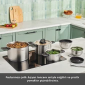 Karaca Aşiyan Katlanabilir Kulplu 10 Parça Çelik Tencere Seti thumbnail 4