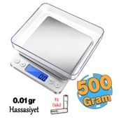 Metal Dijital Hassas Terazi LCD Ekran Pilli 0.01 gr Hassasiyet 500 gram Tartım Mutfak Tartısı Ölçüm - 1