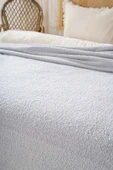 Açık Gri Valencia Sherpa Çift Kişilik Peluş Battaniye - 4
