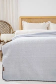 Açık Gri Valencia Sherpa Çift Kişilik Peluş Battaniye - 3