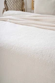 Krem Valencia Sherpa Çift Kişilik Peluş Battaniye - 5